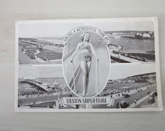 1950s Weston-Super-Mare, Somerset, United Kingdom, Genuine, Original, Used, Postcard.