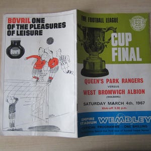 Programma finale di Coppa di Lega Queens Park Rangers v West Bromwich Albion del 1967. Regalo di Natale ideale, festa del papà, regalo di compleanno per lui