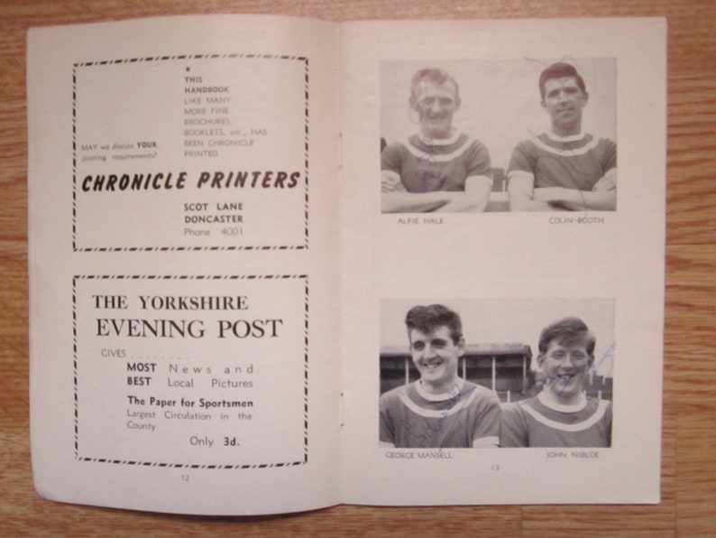 Ideal Christmas Gift Annual Birthday Present SIGNED 1963-64 Doncaster Rovers Football Club Handbook Fathers Day Yearbook