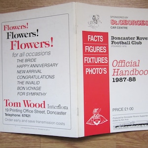 1987-88 Doncaster Rovers Centenary Season Football Club Handbook, Souvenir. Ideal Christmas Gift, Fathers Day, Birthday Present