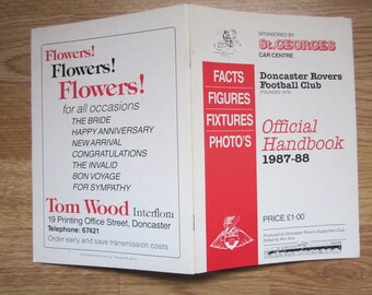 1987-88 Doncaster Rovers Centenary Season Football Club Handbook, Souvenir. Ideal Christmas Gift, Fathers Day, Birthday Present