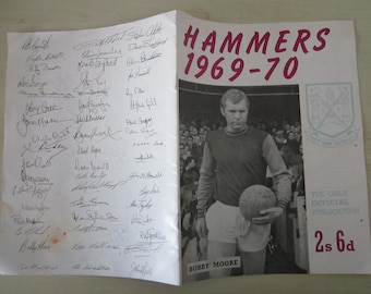 1969-70 West Ham United Football Club Handbook, Bobby Moore, Yearbook, Souvenir.