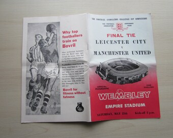 1963 Leicester City v Manchester United F A Cup Final Football Programme. Ideal Christmas Gift, Father's Day, Birthday Present