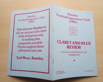September 1983 Burnley Football Club Yearbook, Handbook, Souvenir, Collectable. Ideal Christmas Gift, Fathers Day, Birthday Present