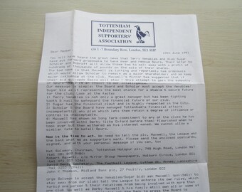 1991 Tottenham Hotspur's Proposal Urging The Board To Accept Terry Venables and Alan Sugar's Offer To Take Control Of The Club!
