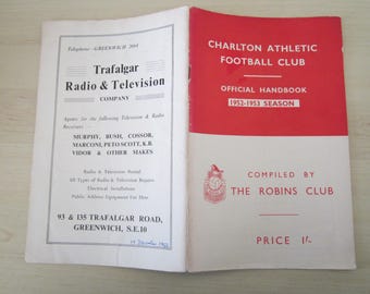 1952-53 Charlton Athletic Football Soccer Club Handbook, Original, Official.