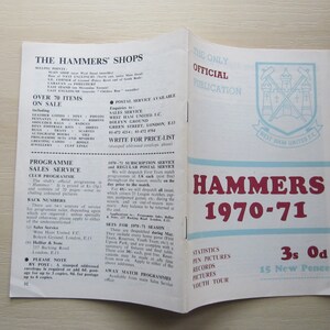 1970-71 West Ham United Football Club Handbook, Yearbook, Annual. Ideal Christmas Gift, Fathers Day, Birthday Present For Him.