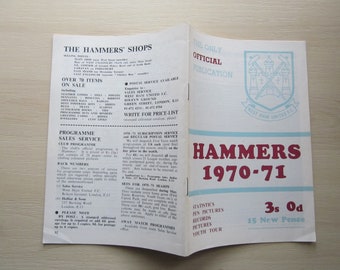 1970-71 West Ham United Football Club Handbook, Yearbook, Annual. Ideal Christmas Gift, Fathers Day, Birthday Present For Him.