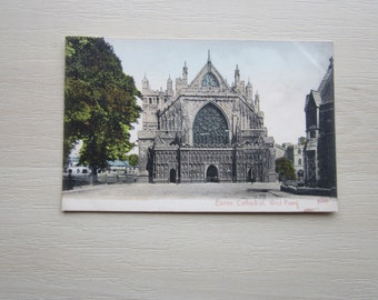 Postcard, Exeter Cathedral, West Front, UK. Genuine, Original. Unused.
