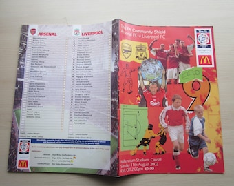 2002 Arsenal v Liverpool, The F A Community Shield Football Match Programme, Brochure, Souvenir. Ideal Christmas Gift, Father's Day Present
