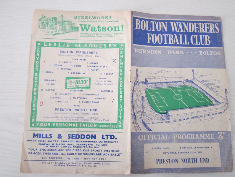 Birthday Present 1959-60 Tottenham Hotspur v Leicester City Football League Div One Match Programme Ideal Christmas Gift Fathers Day