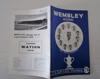 1958 Bolton Wanderers "Wembley Bound" F A Cup Final Souvenir Brochure. Ideal Christmas Gift, Fathers Day, Birthday Present For Him.