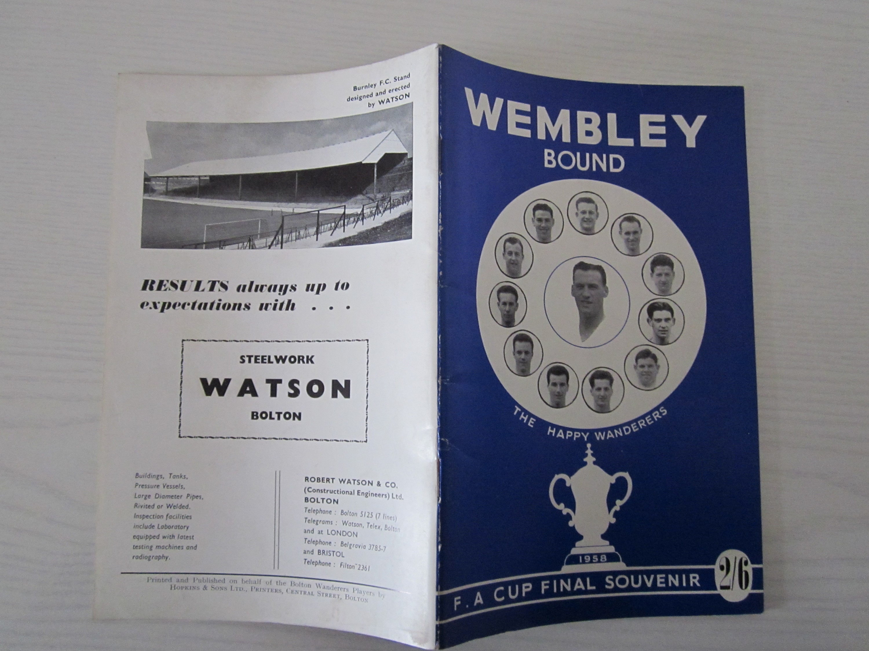 1958年FACup優勝を示すボルトン・ワンダラーズTシャツ　いわれは商品説明に 1958年FACup優勝を示すボルトン・ワンダラーズTシャツ いわれは