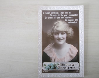 Postcard, Happy Birthday Wishes, Real Photo (RPPC) Postcard, Genuine, Original.