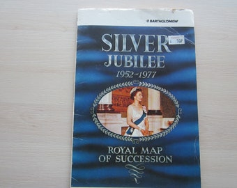 1977 Silver Jubilee 1952-1977 British UK Royal Family Map Of Succession. Ideal Christmas Gift, Valentine's Day, Birthday Present.