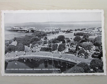Old River And Prince Consort Gardens, Weston-Super-Mare, Somerset, United Kingdom, Genuine, Original, Real Photo Postcard (RPPC).