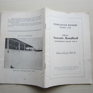 1946-47 Doncaster Rovers Football Club Championship Winning Season Handbook, Yearbook, Souvenir.