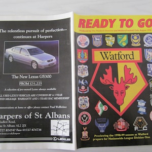 1998-99 &quot;Ready To Go&quot; Watford Football Club Previewing upcoming Season In Division One. Ideal Christmas Gift, Fathers Day, Birthday Present