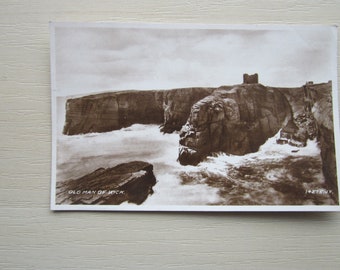1930s REAL PHOTO Postcard, Old Man Of Wick, Caithness, Scotland, UK. Genuine, Original. Unused.