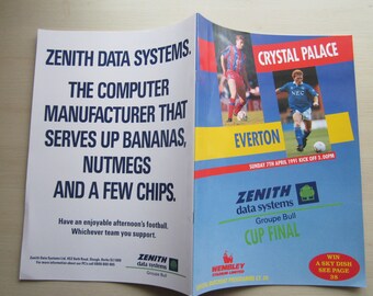 1990-1991 Crystal Palace v Everton Zenith Cup Final Match Programme. Original, Official.