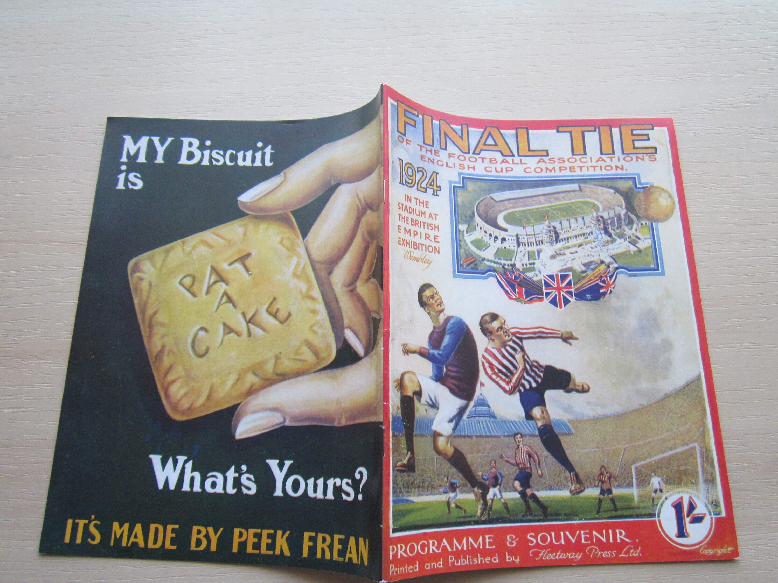 Image of 1924 Aston Villa V Newcastle United Reprint/Reproduction F A Cup Final Match Programme. Ideal Christmas Gift, Fathers Day, Birthday Present