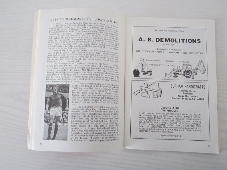 Annual Yearbook SIGNED 1971-72 Gillingham Football Supporters Club Handbook Ideal Christmas Gift Fathers Day Birthday Present