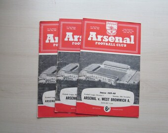 1959-60 THREE Arsenal Football Club Match Day Programmes, Memorabilia. Ideal Christmas Gift, Fathers Day, Birthday Present For Him