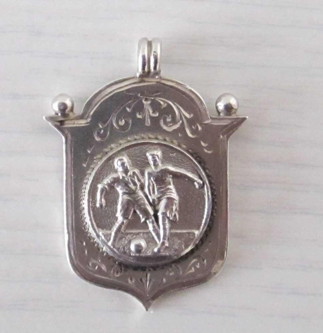 Image of 1923 Ornate Shield Shaped Sterling | Hallmarked Silver Sexton Cup Football Winners Fob 6.4G. Ideal Christmas, Father's Day Birthday Present