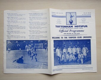 1959-60 Tottenham Hotspur v Torpedo Club Moscow Friendly Football Match Programme Ideal Christmas Gift, Fathers Day, Birthday Present