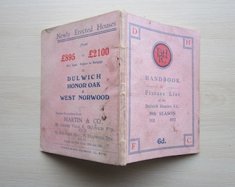1931-32 Dulwich Hamlet Football Club Handbook, Yearbook, Souvenir, Memorabilia. Ideal Christmas Gift, Fathers Day, Birthday Present