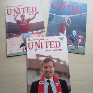 BARGAIN! THREE 1980s Manchester United Football Club Supporters Club Yearbooks. Ideal Christmas Gift Fathers Day Birthday Present