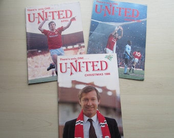 BARGAIN! THREE 1980s Manchester United Football Club Supporters Club Yearbooks. Ideal Christmas Gift Fathers Day Birthday Present