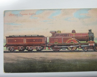 Vintage Postcard, Midland Express Engine. Unused. Genuine, Original.