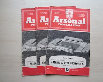 1958-59 THREE Arsenal Football Club Match Day Programmes, Memorabilia. Ideal Christmas Gift, Fathers Day, Birthday Present For Him