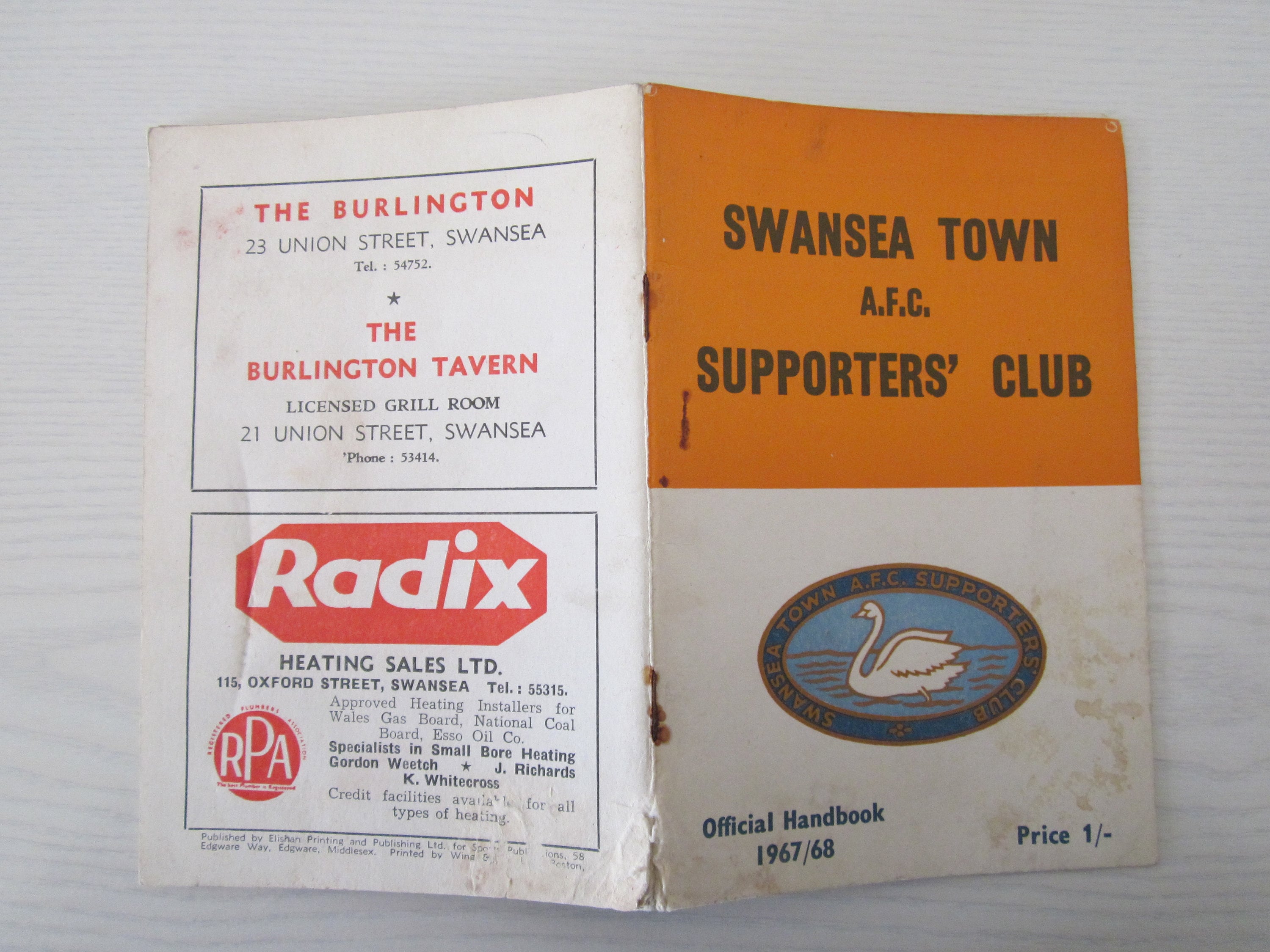1967-68 Swansea Town Football Supporters' Club Handbook, Yearbook, Souvenir. Ideal Christmas Gift, Fathers Day, Birthday Present