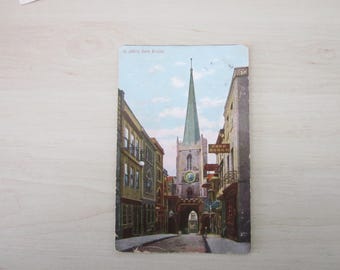 1900s St. John's Gate, Bristol. United Kingdom, Genuine, Original, Postcard.