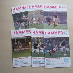 1982-83 Season SIX West Ham United Football Club Programmes, Souvenirs, Memorabilia. Ideal Christmas Gift, Fathers Day, Birthday Present