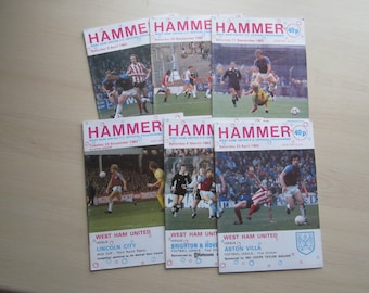1982-83 Season SIX West Ham United Football Club Programmes, Souvenirs, Memorabilia. Ideal Christmas Gift, Fathers Day, Birthday Present