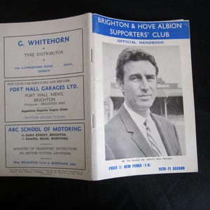 1970-71 Original Brighton & Hove Albion Football Supporters Club Handbook. Ideal Christmas Gift, Fathers Day, Birthday Present