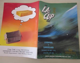 Programma della finale di FA Cup 1992 tra Liverpool e Sunderland, ricordo della partita.