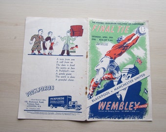 1948 Blackpool v Manchester United F. A. Cup Final Football Match Programme. Ideal Christmas Gift, Fathers Day, Birthday Present