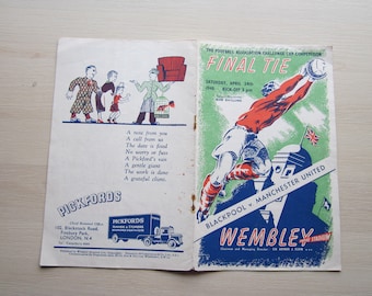 1948 Blackpool v Manchester United F. A. Cup Final Football Match Programme. Ideal Christmas Gift, Fathers Day, Birthday Present