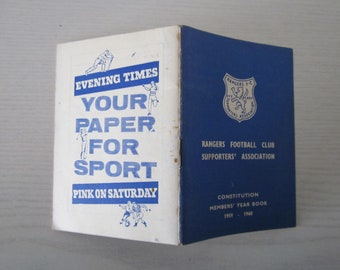 1959-60 Official Rangers Football Club Handbook Yearbook Souvenir, Collectable. Ideal Christmas Gift, Fathers Day, Birthday Present