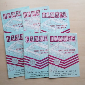 1978-79 Season SIX West Ham United Football Club Programmes, Souvenirs, Memorabilia. Ideal Christmas Gift, Fathers Day, Birthday Present