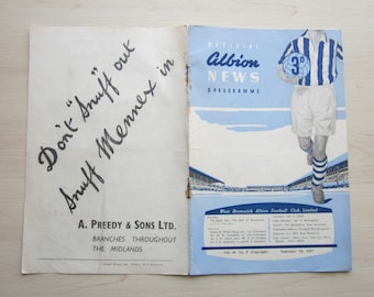 THREE 1950s WBA Football Programmes, Souvenirs, Original Official.