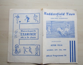 1959-60 Huddersfield Town v Aston Villa Football League Division 2 Programme.
