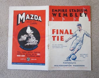 1939 VERY RARE! Portsmouth v Wolverhampton Wanderers, Pre-War F A Cup Final Programme. Original. Official.