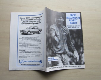 1988-89 SIGNED Eddie Niedzwiecki (Chelsea) Benefit Football Match Programme. Ideal Christmas Gift, Fathers Day, Birthday Present