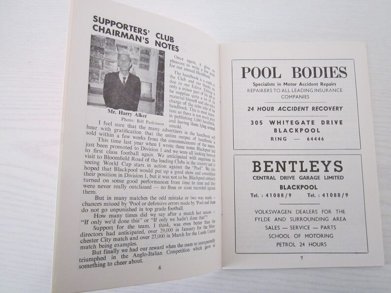 Yearbook Fathers Day Ideal Christmas Gift Birthday Present Souvenir 1971-72 Blackpool Football Supporters Club Handbook Annual