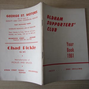 1961 RUGBY LEAGUE, Oldham Supporters' Club Jahrbuch, Handbuch, Jährlich, Souvenir. Ideales Weihnachtsgeschenk, Vatertag, Geburtstagsgeschenk für ihn
